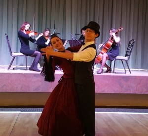 Vintage victorian viennese waltz dancers
