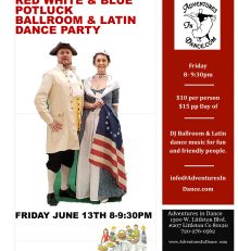 June 13th Red, White, & Blue Potluck Ballroom & Latin Dance Party