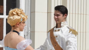 Prince charming and Cinderella ready to dance