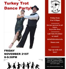 November 21st Turkey Trot 20's Potluck Ballroom & Latin Dance Party
